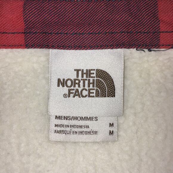 The North Face Sherpa Lined Shirt Jacket Men’s M Red Black Flannel Snap Front - Picture 7 of 10